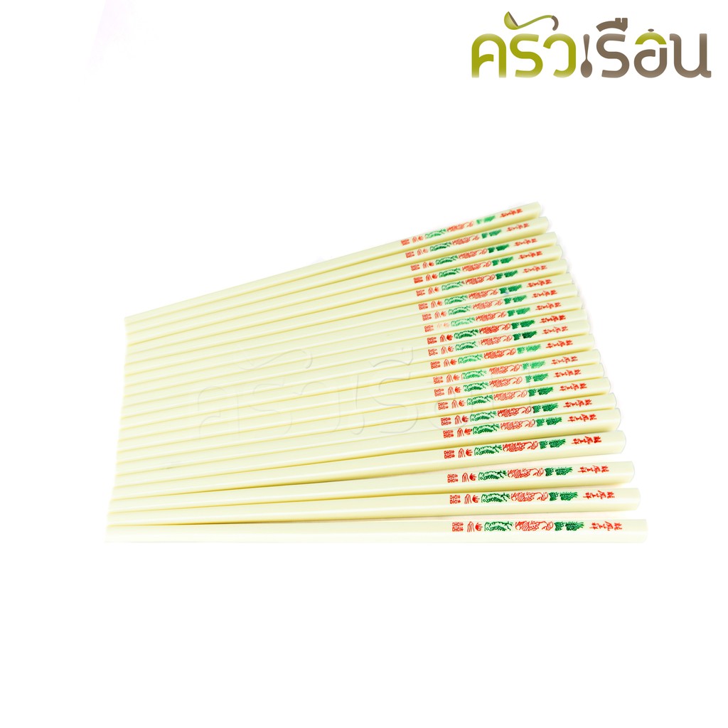 Dolphin ตะเกียบ พลาสติก 24 ซม. ตราโลมา แพ็ค 10 คู่ ตะเกียบ ลายจีน