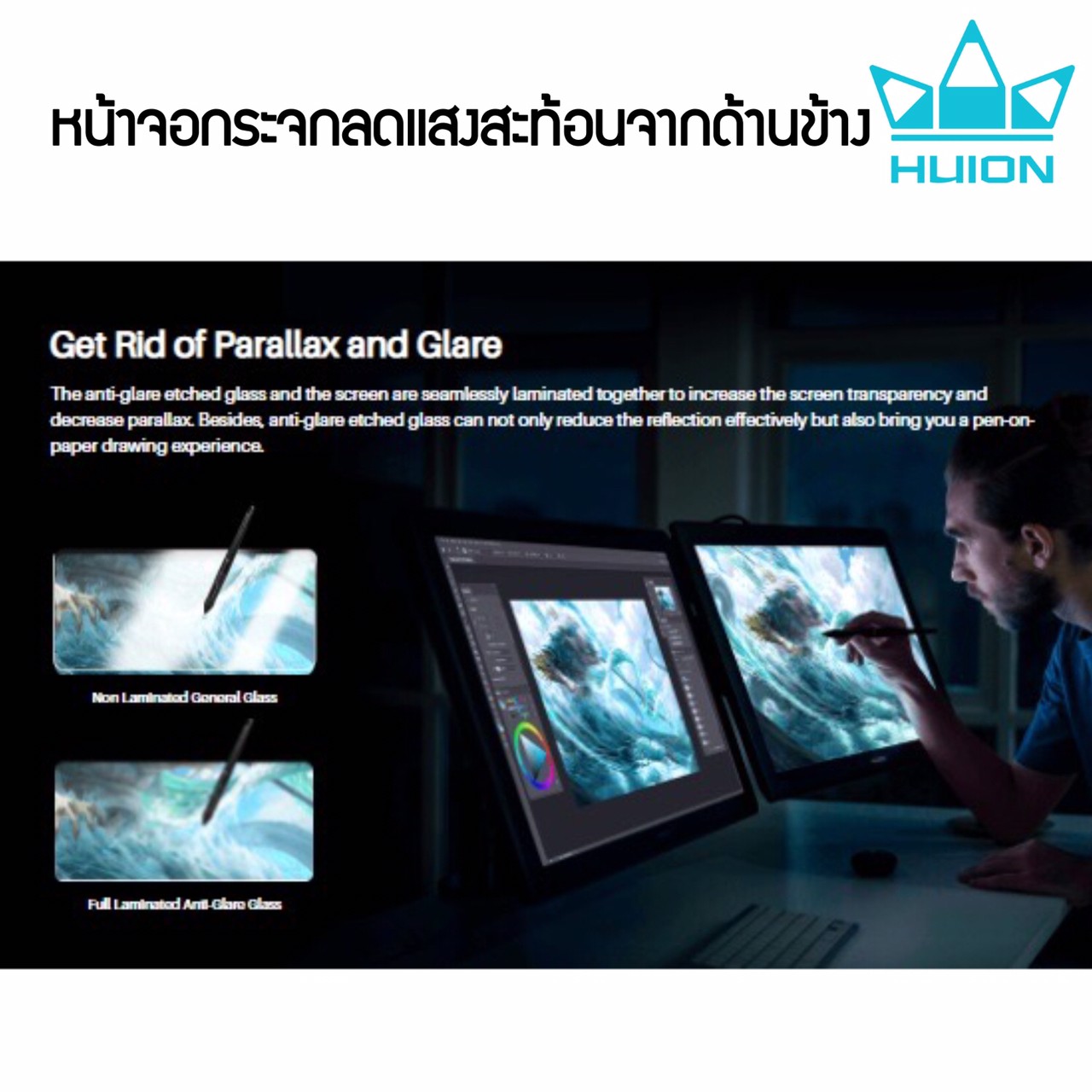 Huion พร้อมส่ง PenDisplay Kamvas24Pro(4K)(ประกัน2ปี-มีศูนย์ไทย)เมาส์ปากกาพร้อมหน้าจอสำหรับวาดภาพ Kamvas 24 Pro (4K)
