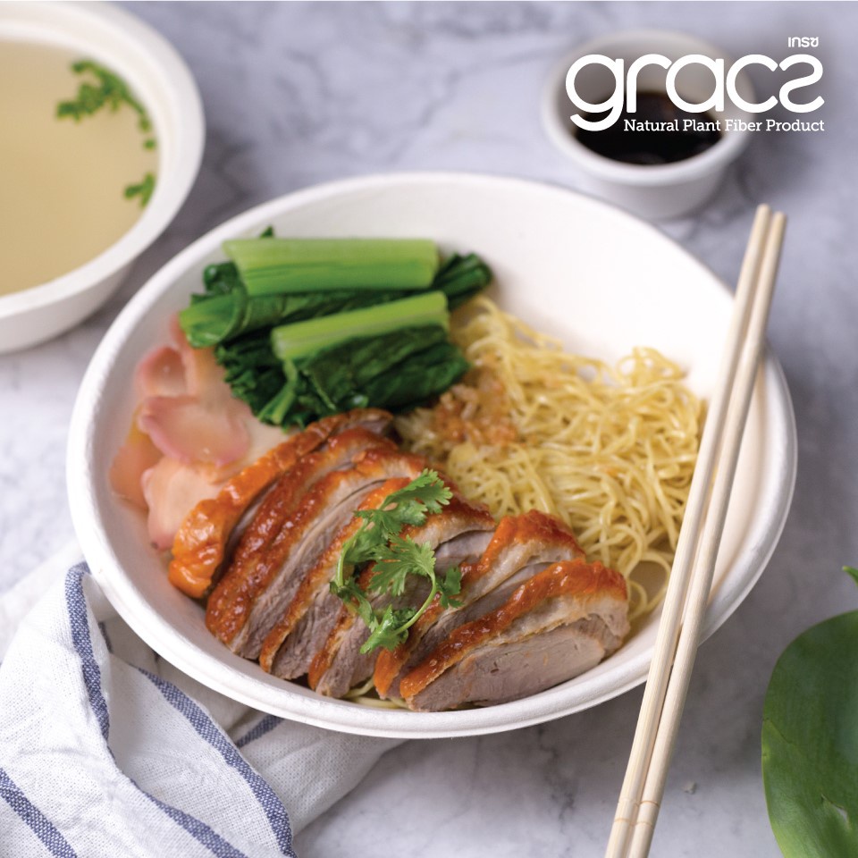 GRACZ ชาม กลม L006 ขนาด 680 มล. 18.90 X 4.06 ซม. แพ็ค 50 ใบ ไบโอชานอ้อย