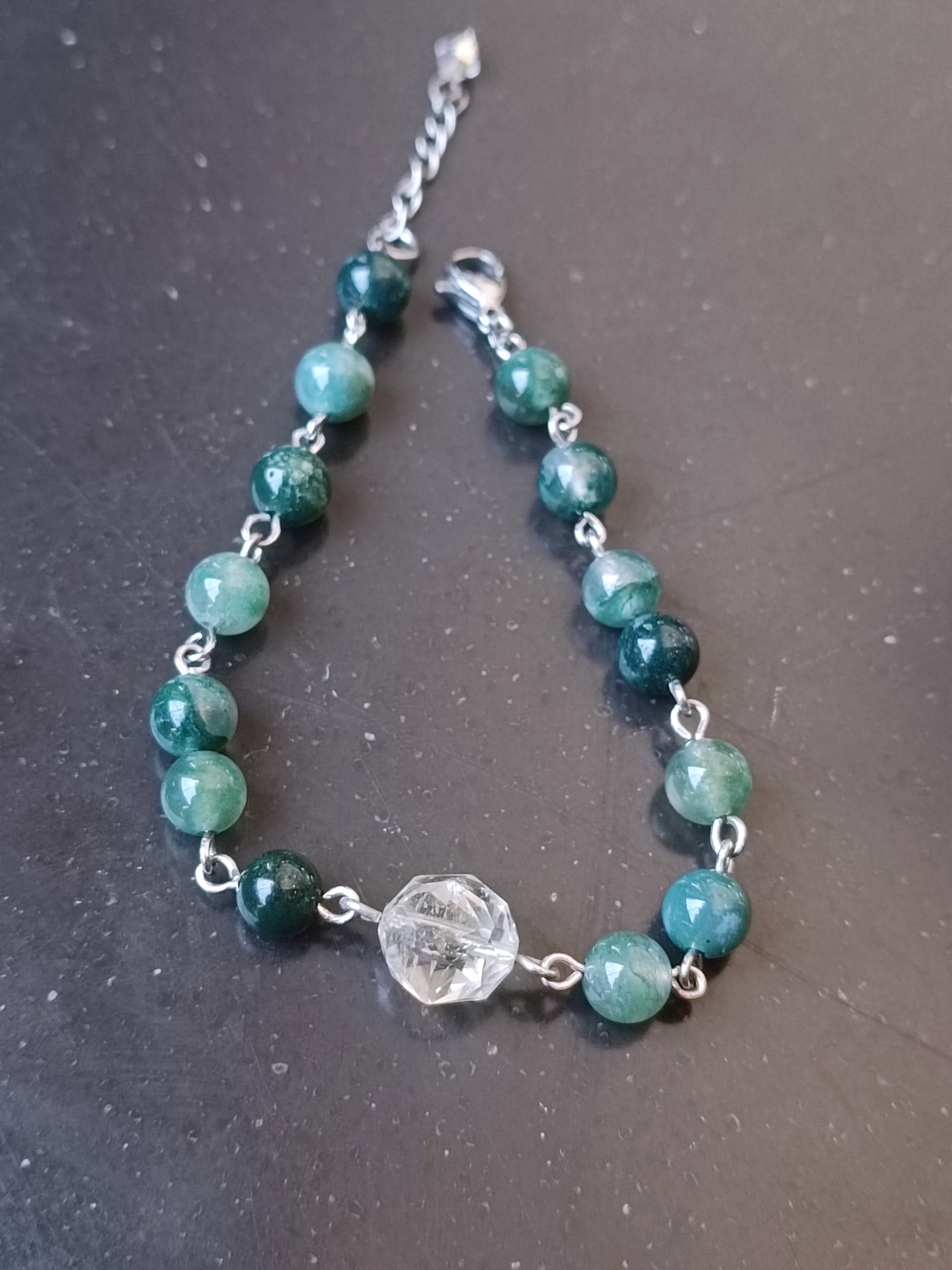 สร้อยข้อมือหินแท้ "Connected" Manifest Luck & Good Health Bracelet (Citrine , Moss Agate)