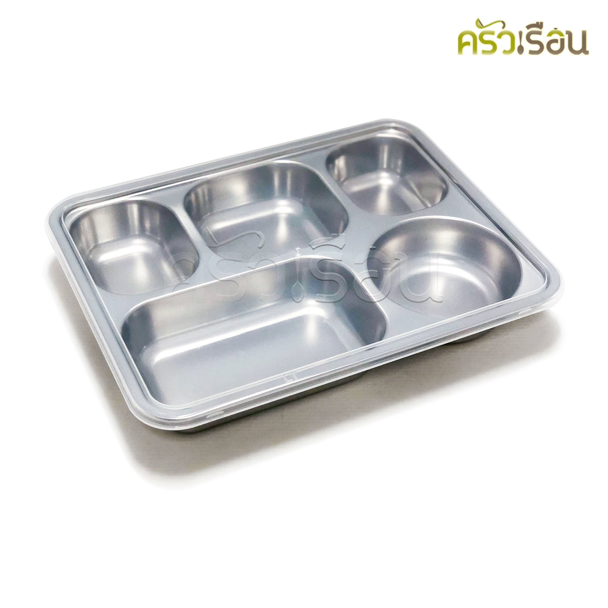 ถาดหลุม เหลี่ยมขนาด 5 ช่องใหญ่ พร้อมฝาพลาสติกใส