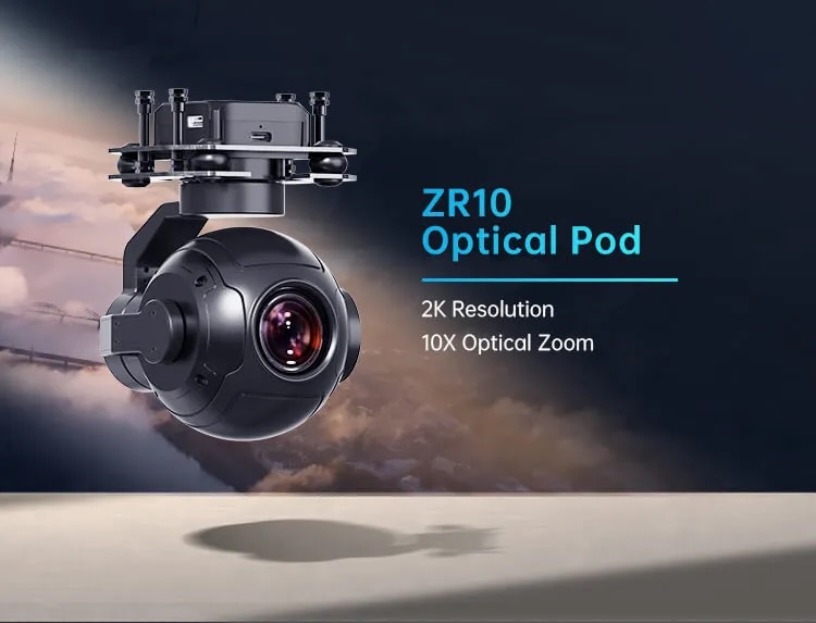 SIYI ZR10 2K 4MP QHD 30X Hybrid 10X Optical Zoom Gimbal Camera 1/2.7" CMOS HDR Starlight Night Vision 3-Axis Stabilizer