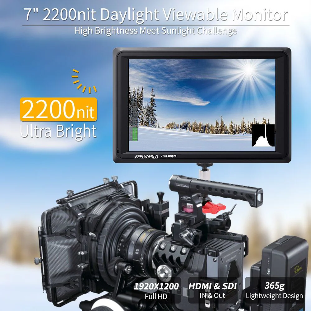 FEELWORLD FW279S: จอภาพ 7 นิ้ว Ultra Bright 2200nit สำหรับการตรวจสอบภาคสนามด้วย SDI และ 4K HDMI