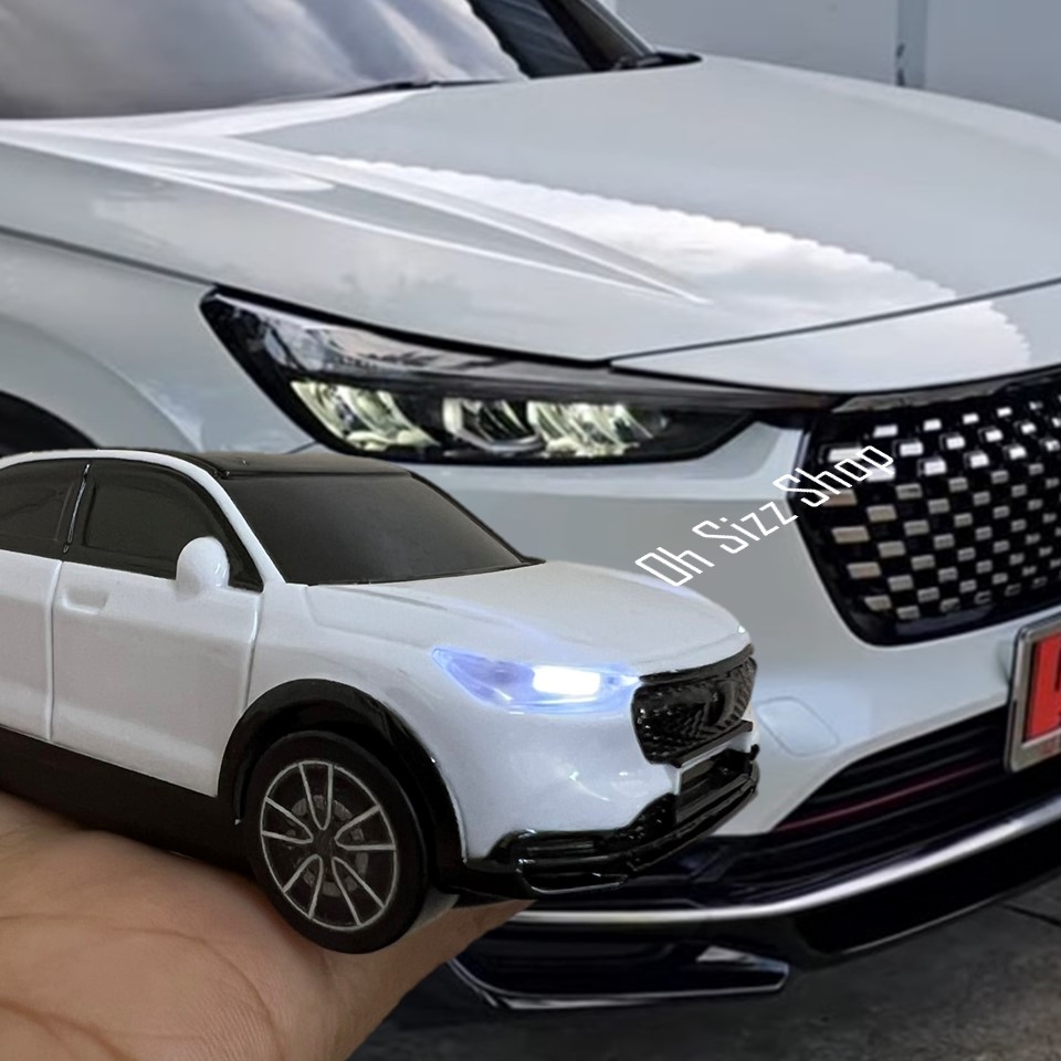 เคสรีโมทรถ HRV 2024 มีไฟหน้าและหลัง แบบโมเดลรถทรง 5 ประตู (Car Shape) วัสดุพลาสติกเบา ABS พร้อมพวงกุญแจโลหะ คล้องหูกางเกง Honda HRV 11 RS Generation Smart Key 2, 3 และ 4 ปุ่ม