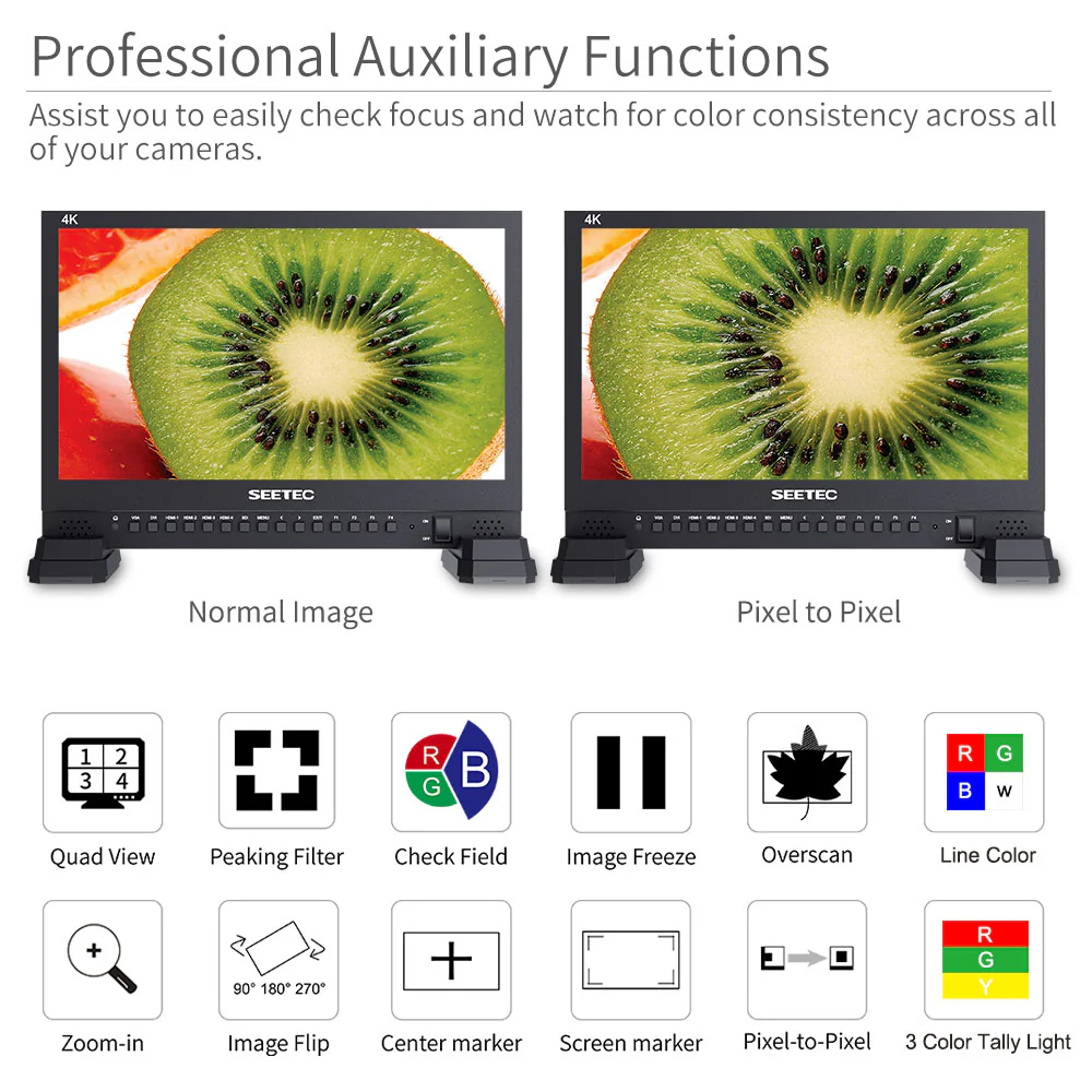 SEETEC 4K156-9HSD จอภาพ 15.6 นิ้ว 4K UHD สำหรับ Director และ Broadcast พร้อม 3G-SDI และ 4x HDMI Multi-Input Quad Display