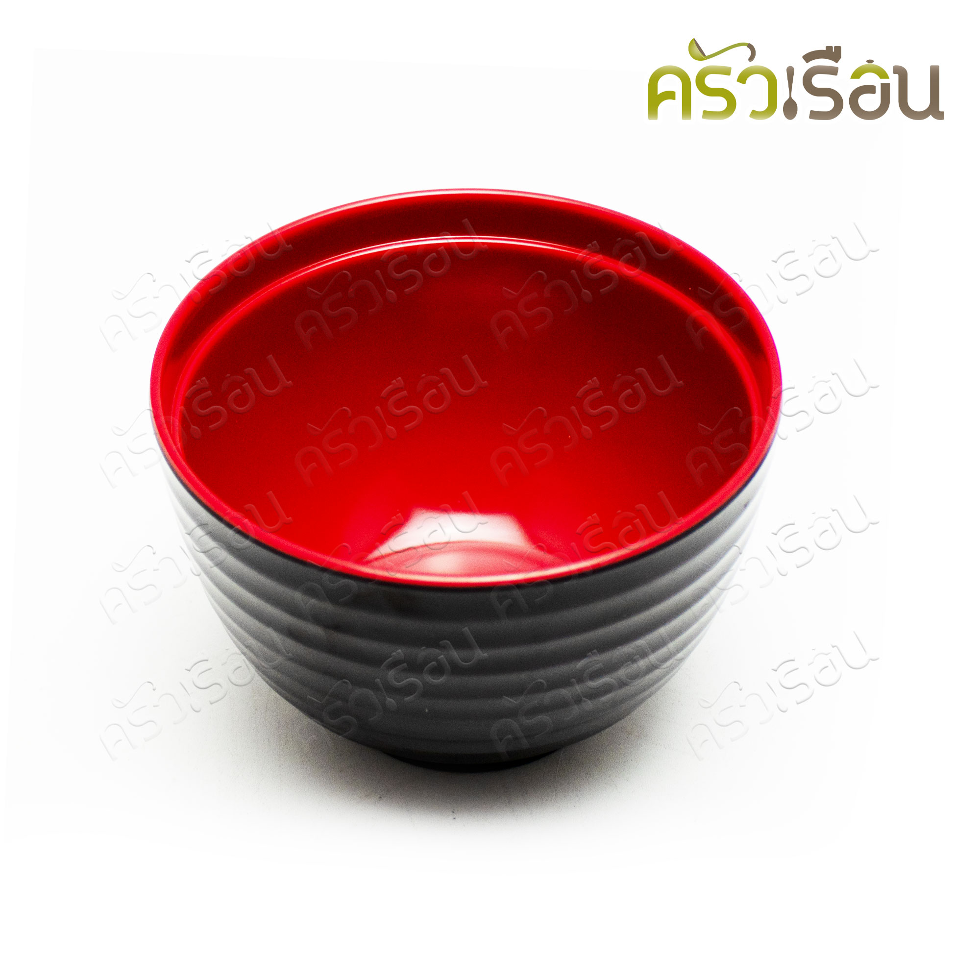 SB ถ้วยซุป มิโซะ เมลามีน มีลอน พร้อมฝา 4 นิ้ว 9 x 6.5 ซม. สีดำ-แดง BL176-4 ถ้วยมิโซะ ชามญี่ปุ่น