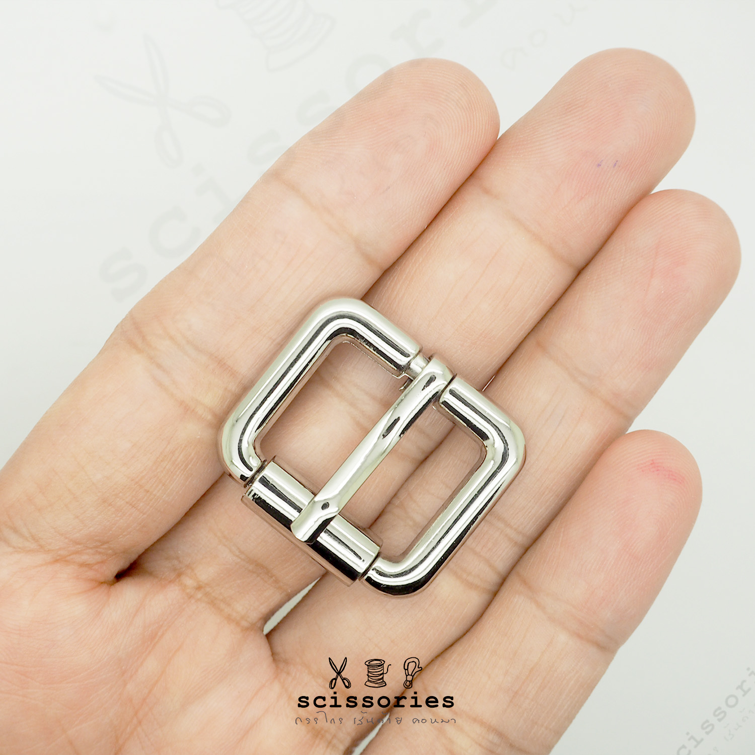 เข็มขัด ลูกกลิ้ง 2cm สีเงิน/2ตัว