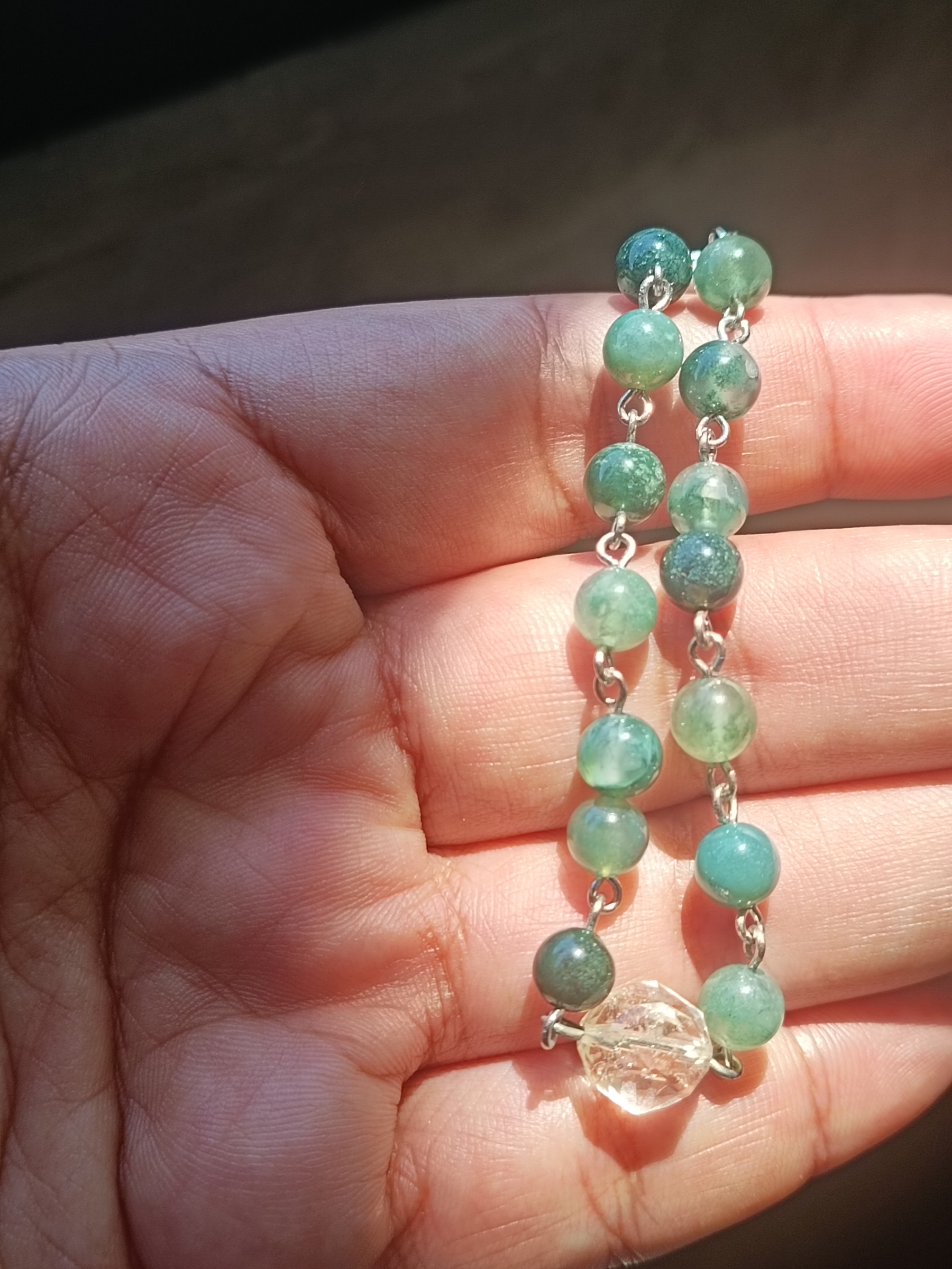 สร้อยข้อมือหินแท้ "Connected" Manifest Luck & Good Health Bracelet (Citrine , Moss Agate)