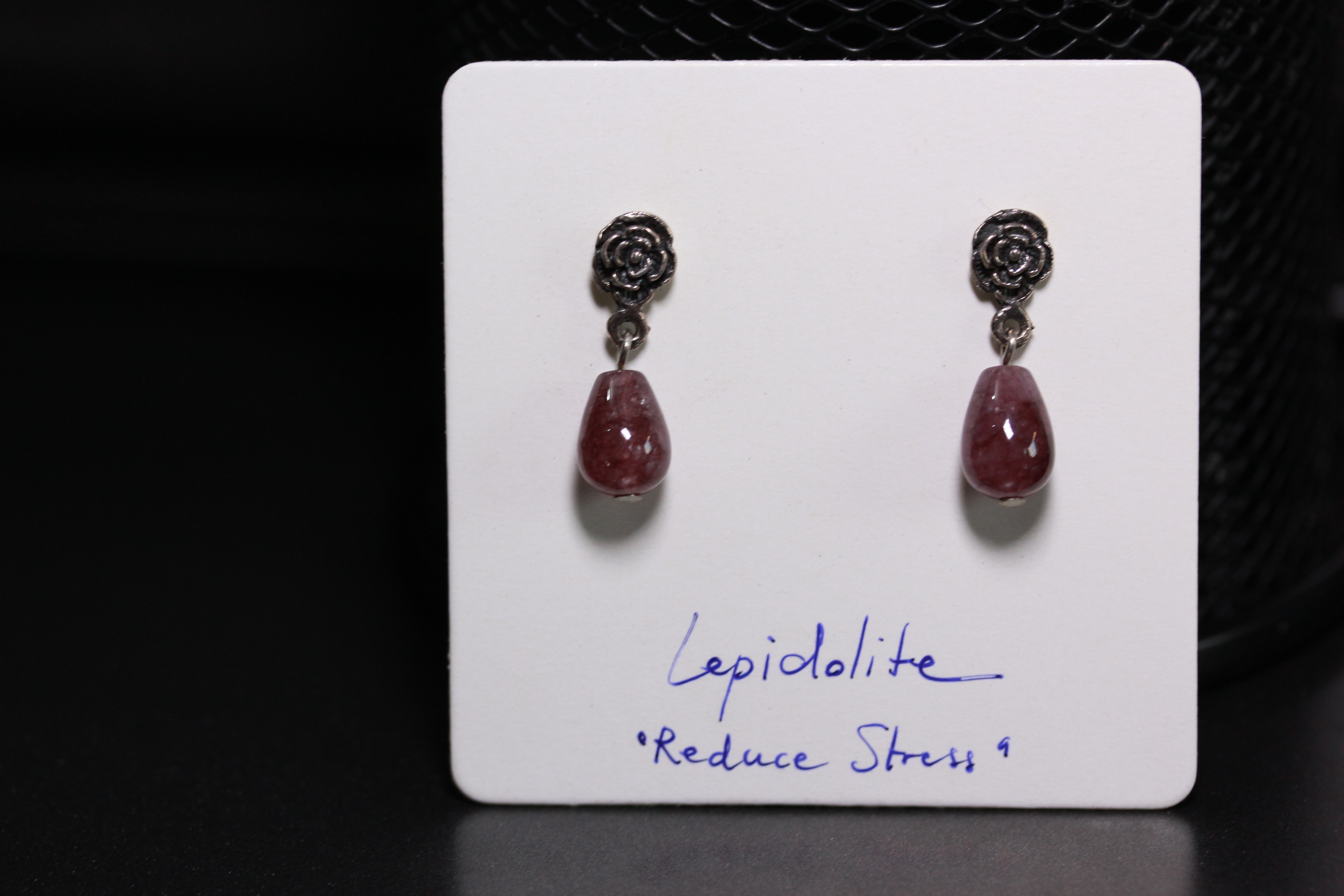 925 Sterling Silver " The Roses " Lepidolite Earring ต่างหูเงินแท้เลปิโดไลต์ (Emotional Healer)