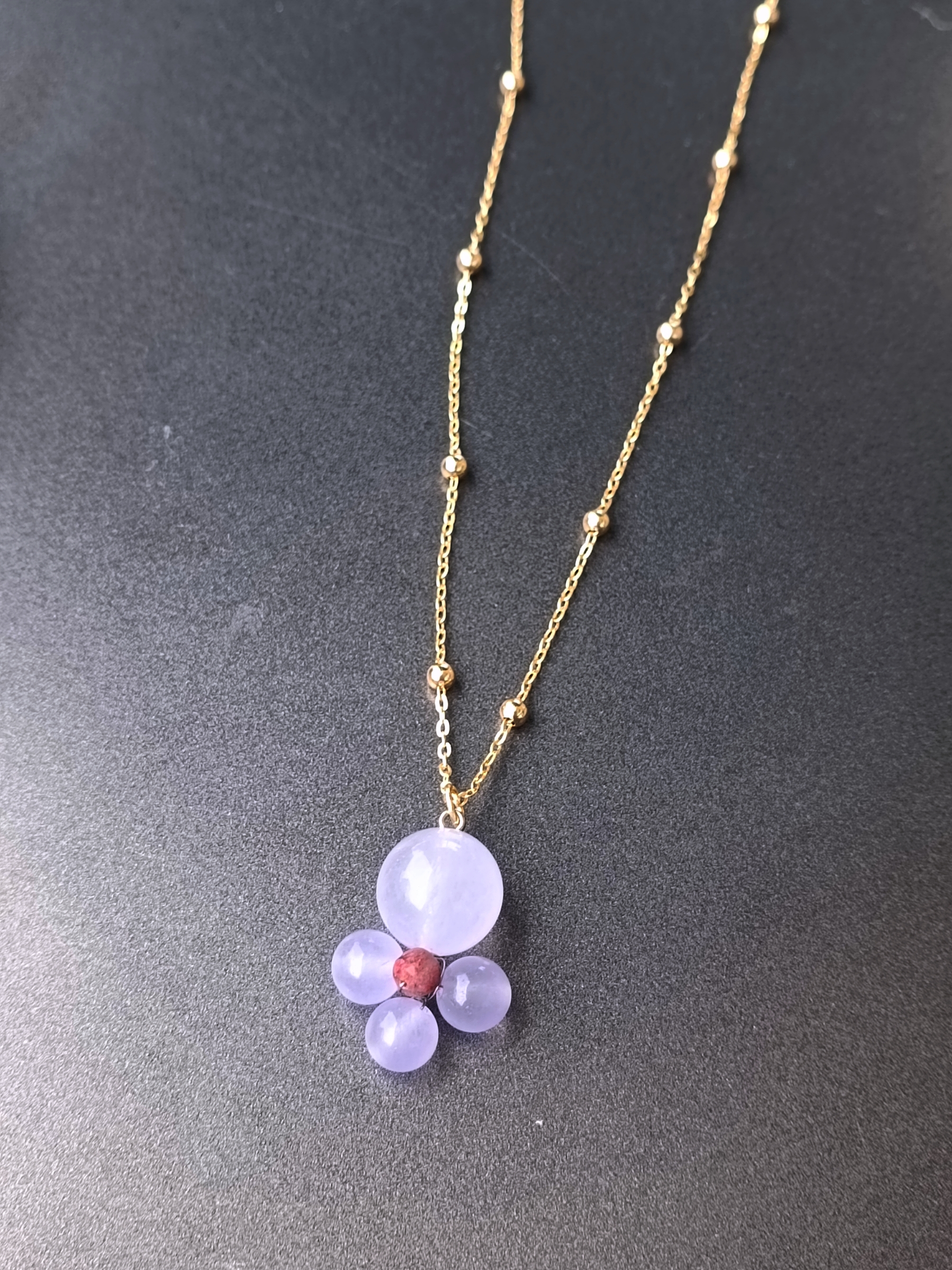 สร้อยจี้ "14K Chain" Purple Chalcedony Necklace (ปรับออกความเศร้าหมอง คืนกลับความสดใส)