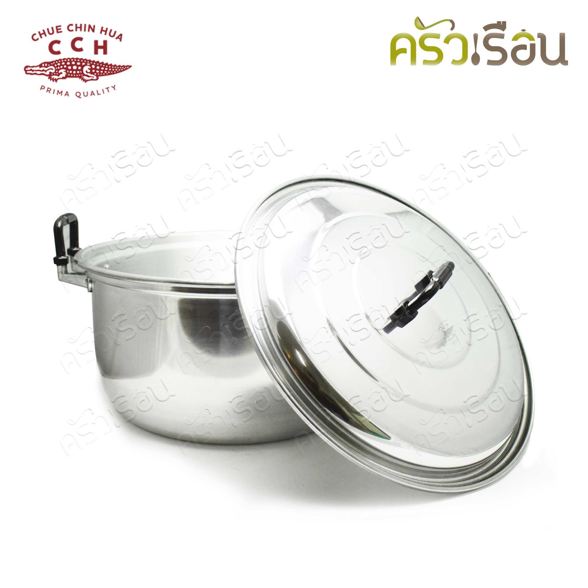 จระเข้ หม้อสองหู D หูใหญ่ หนา 38 ซม. ความจุ 25 ลิตร หม้อต้ม หม้อวัด