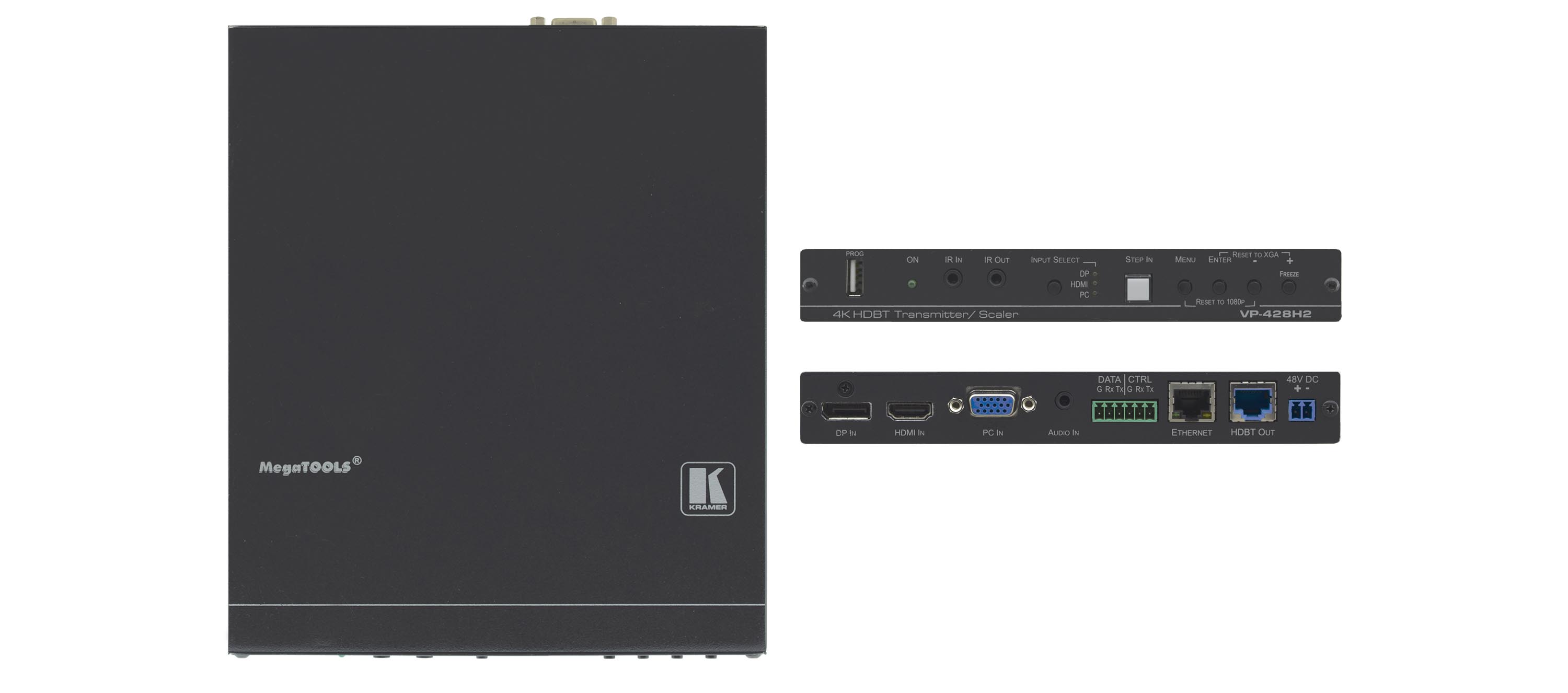 Kramer VP-428H2 4K60 4:4:4 HDCP 2.2 DisplayPort, HDMI & VGA Auto Switcher/Scaler and PoE Provider over HDBaseT