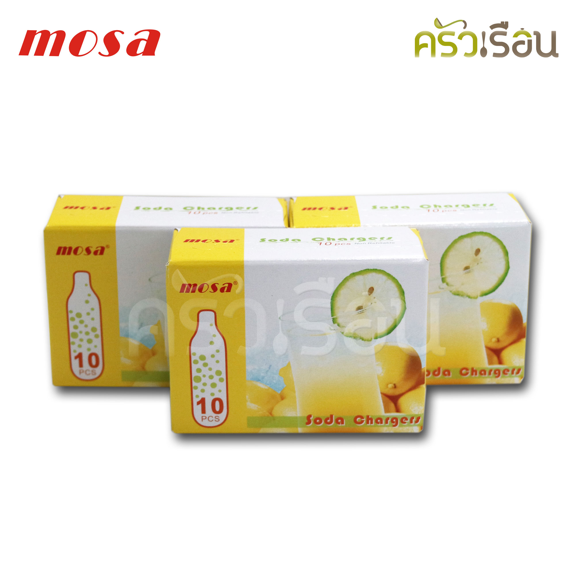 Mosa [ 3กล่อง ] แก๊สสำหรับกระบอกโซดา กล่องละ 10 หลอด (คาร์บอนไดออกไซด์ CO2) แก๊สโซดา