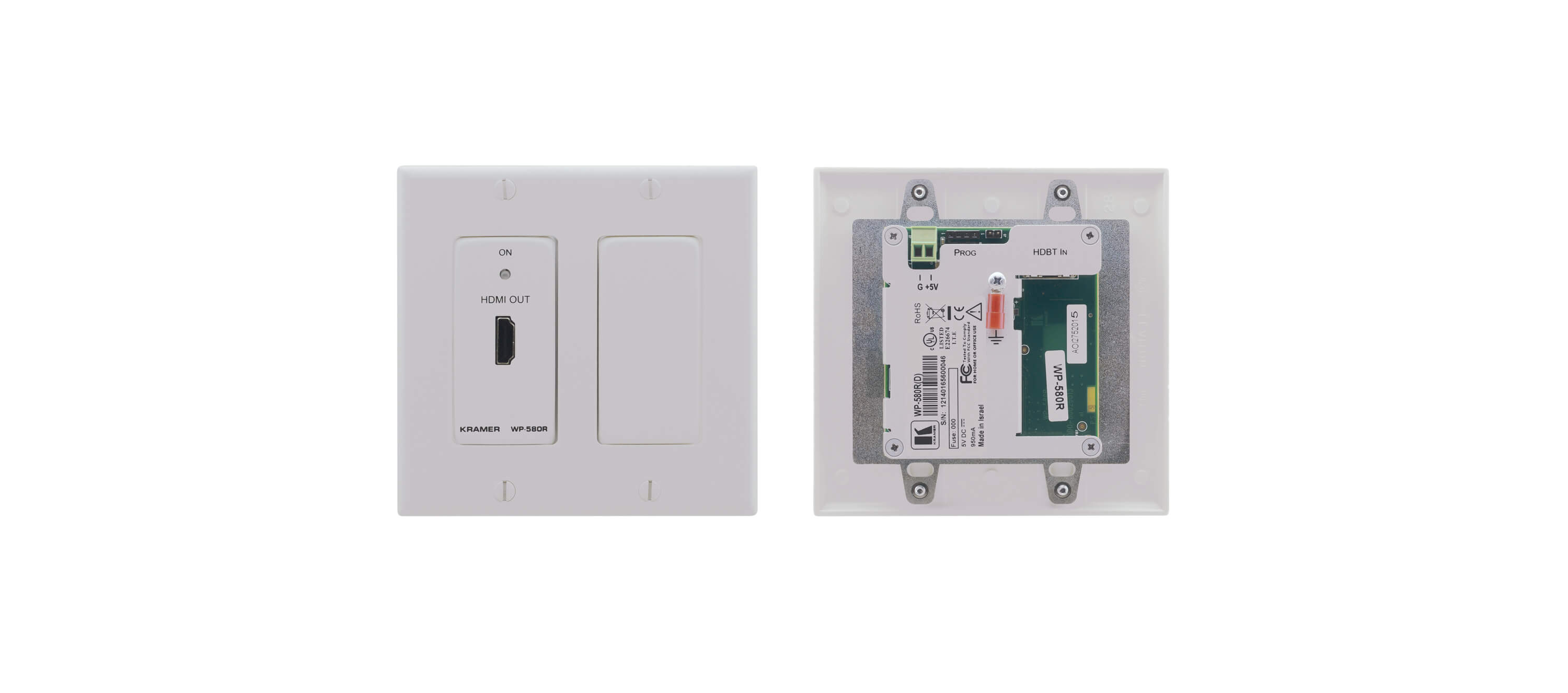 Kramer WP-580R 4K60 4:2:0 HDMI Wall–Plate Receiver over Long–Reach HDBaseT