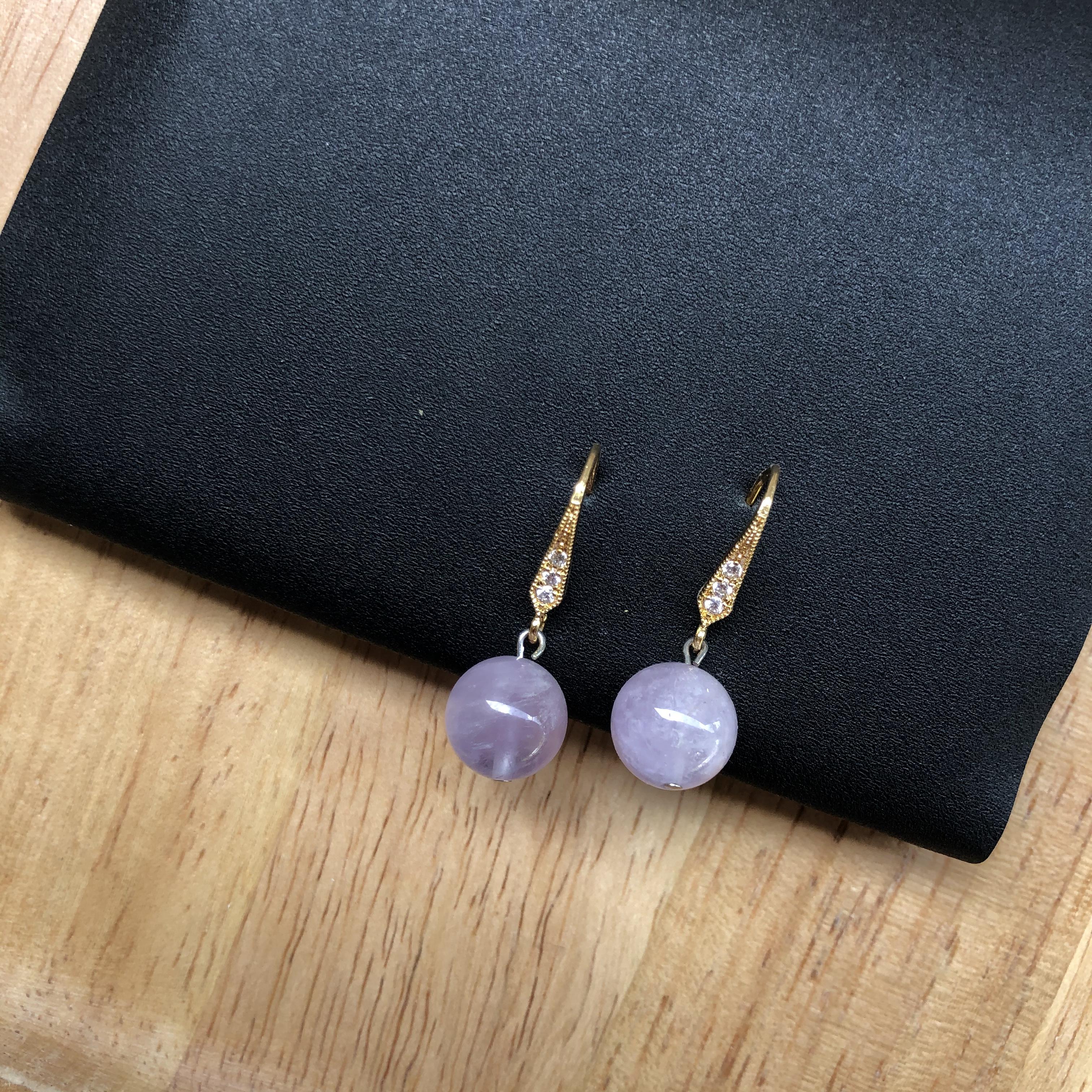 ต่างหูหินแท้ Lavender Amethyst Earring (ป้องกัน และทำความสะอาด Aura)