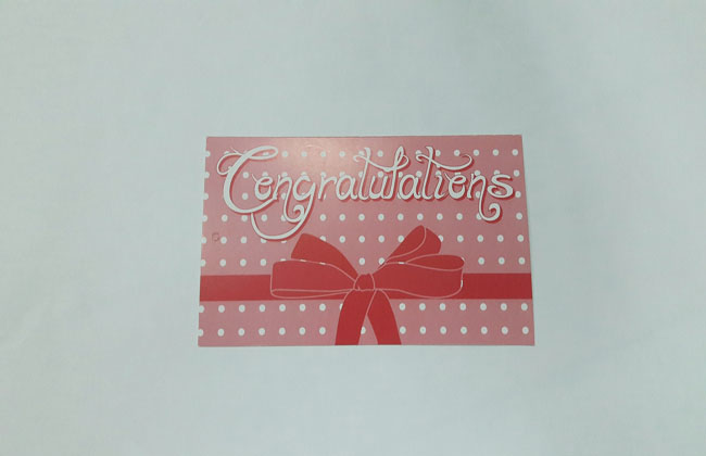 ป้ายอวยพร Congratualtions ป้ายของวัญ ป้ายห้อยสินค้า ลายชมพูขาว
