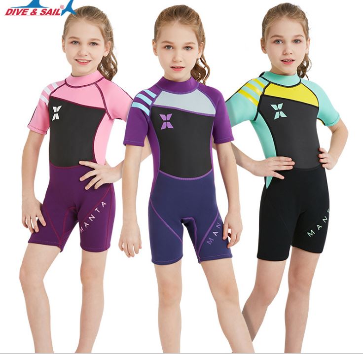 ชุุดว่ายน้ำเด็กควบคุมอุณหภูมิ ป้องกันหนาว ป้องกันรังสียูวี bodysuit แขนสั้น ขาสั้น