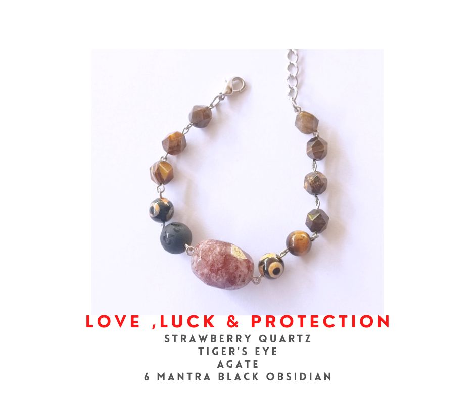 สร้อยข้อมือหินแท้ "Connected" Love Vibration Bracelet (Strawberry Quartz)