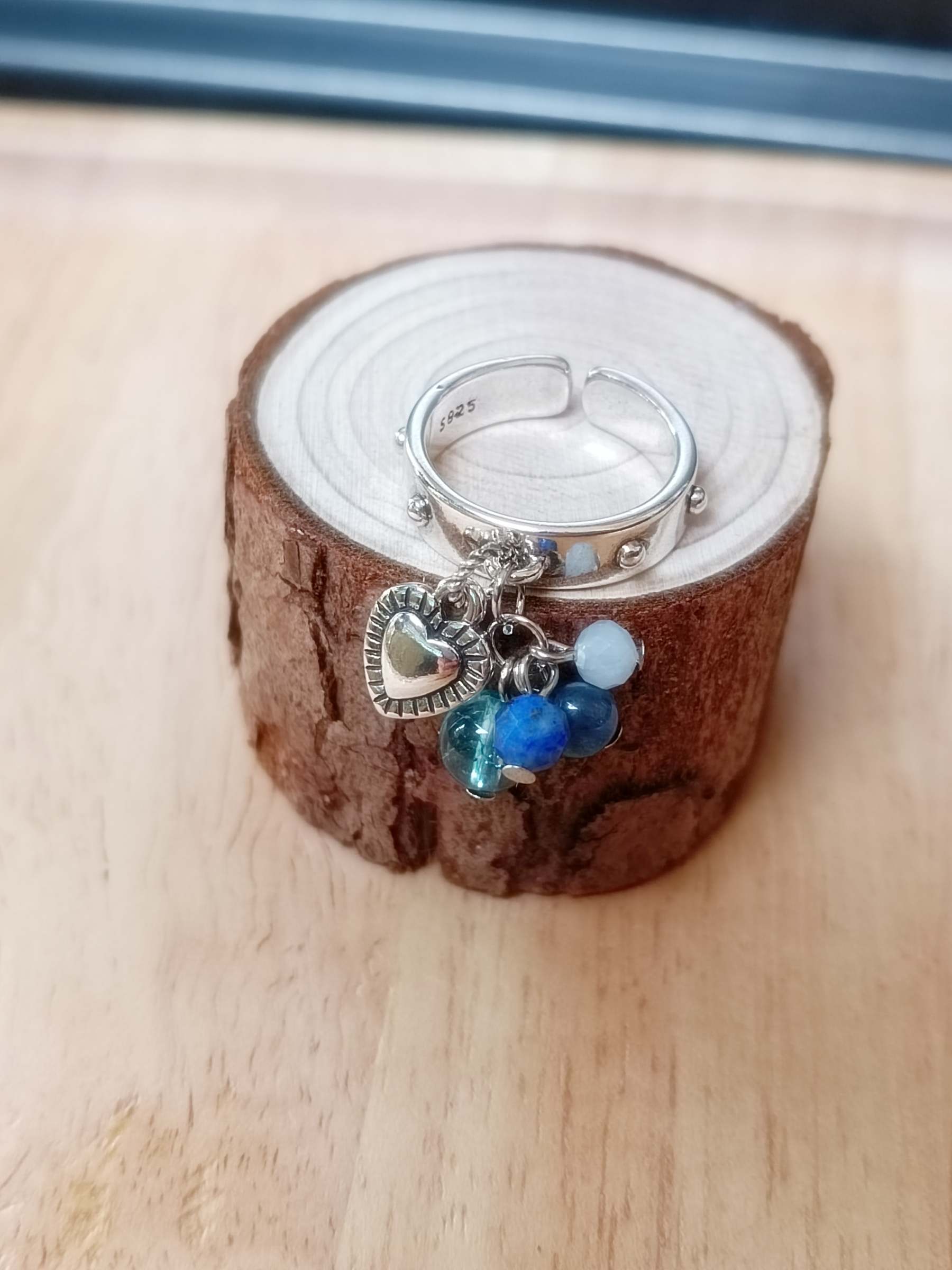 92.5 Sterling Silver "RockMe" Please Ring - แหวนเงินแท้ 92.5 เสริมพลังการสื่อสาร เจรจา (Lapis Lazuli ,Aquamarine ,Blue Topaz)