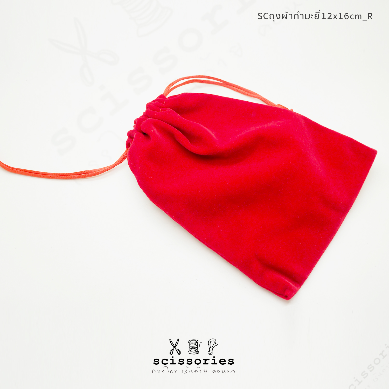 SC ถุงผ้ากํามะหยี่ สีแดง 12x16cm_R