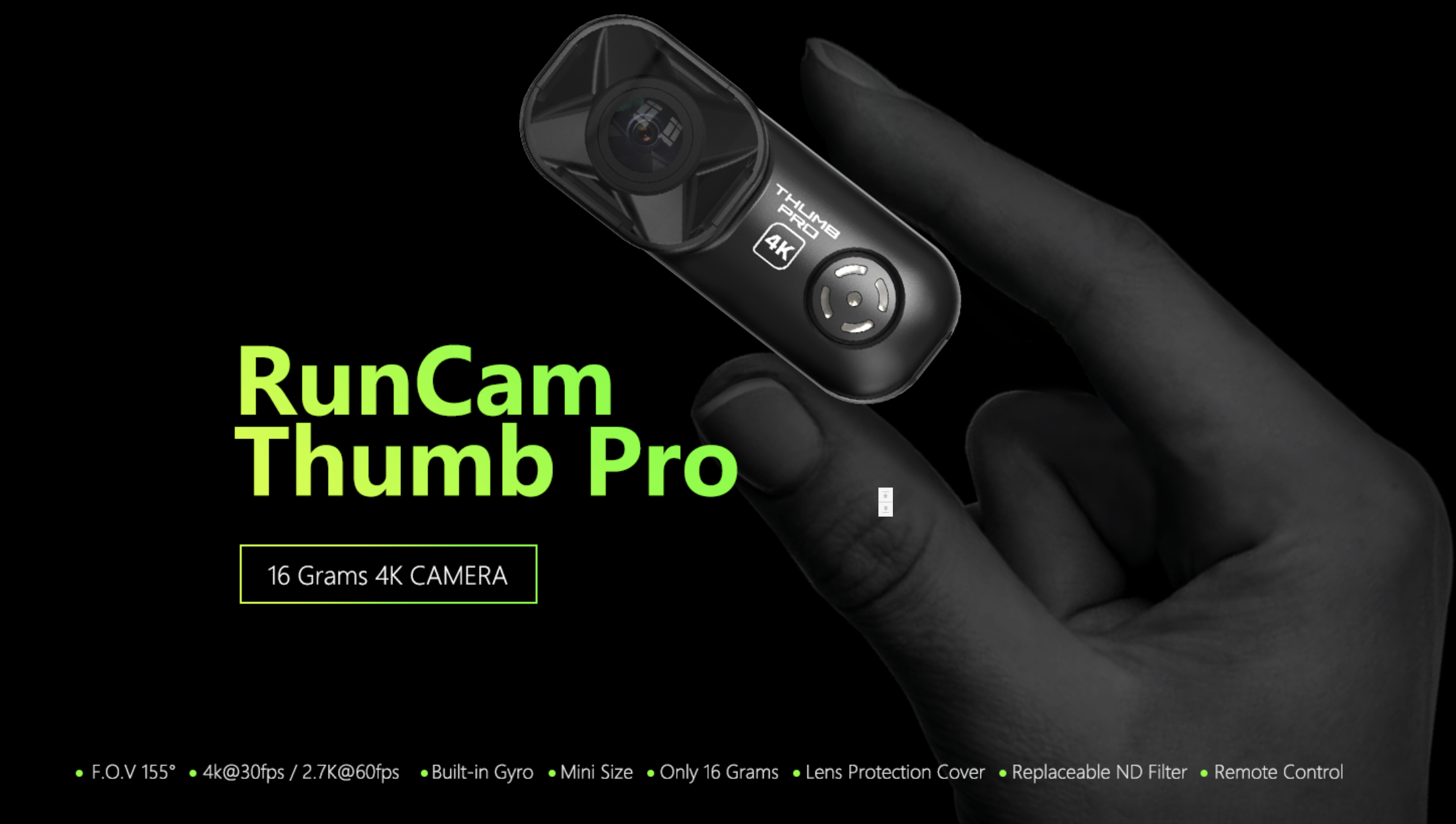 New Version RunCam Thumb HD & 4K Camera Gyro Flow กล้อง FPV เบา เล็ก 1080P Full HD และ 4K มีกันสั่นในตัว 60fps Drone