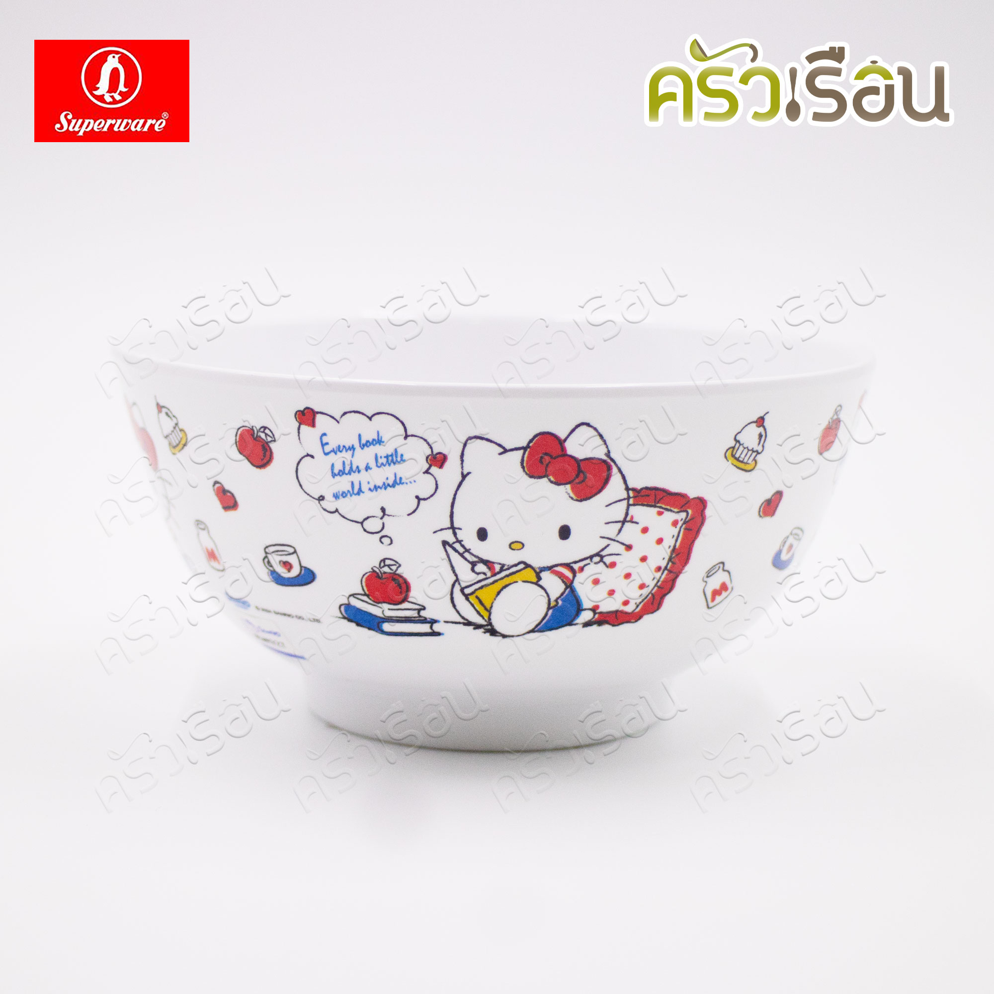 Superware ลาย คิตตี้ ฟรีบ็อกซ์ [ ราคาต่อชิ้น ] จาน หรือ ชาม หรือ ช้อนส้อม หรือ แก้วน้ำ เมลามีน Kitty Free Box