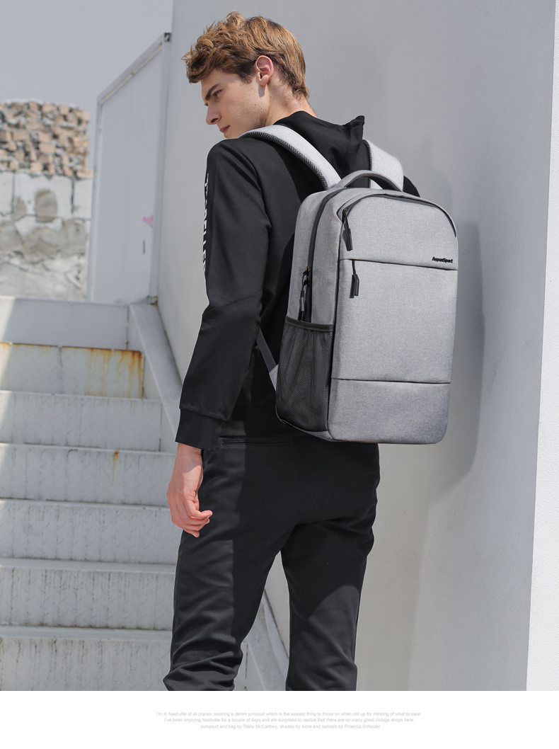 AspenSport Backpack Laptop กระเป๋าสะพายหลัง กระเป๋าโน๊ตบุ๊ค 14-16 นิ้ว กระเป๋าเดินทาง รุ่น AS-B99 ขนาด สีเทา
