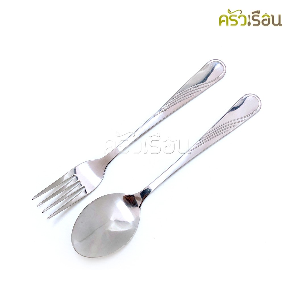 Double Apples ช้อนส้อม สเตนเลส ลาย หงส์ ขนาด 19 ซม. 1 คู่