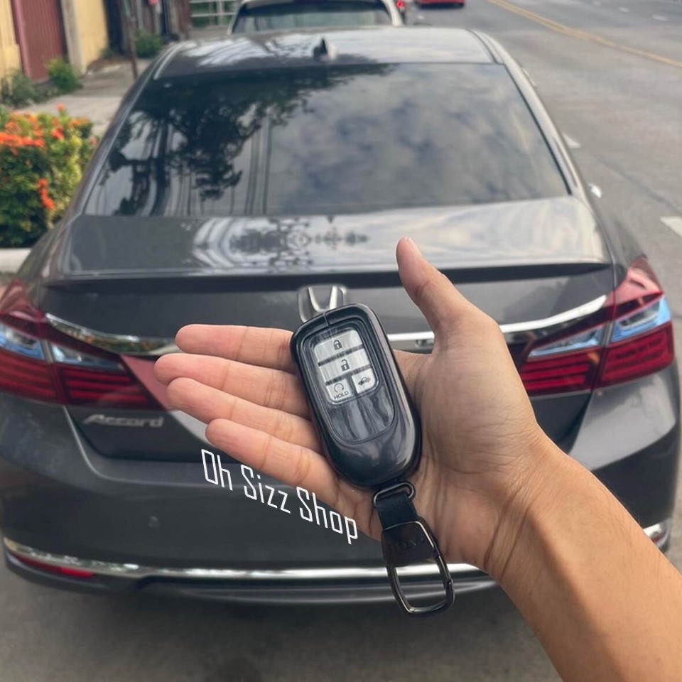 เคสโลหะอัลลอยรีโมทรถ Honda Smart Key แบบ 2 ชั้น (Double-Layer Metal Aluminum Alloy Key Cover with transparent push button Guard 360) Model Honda Accord, CRV, HRV, Civic, City Smart Key 10 Generation Smart Key 2, 3 และ 4 ปุ่ม