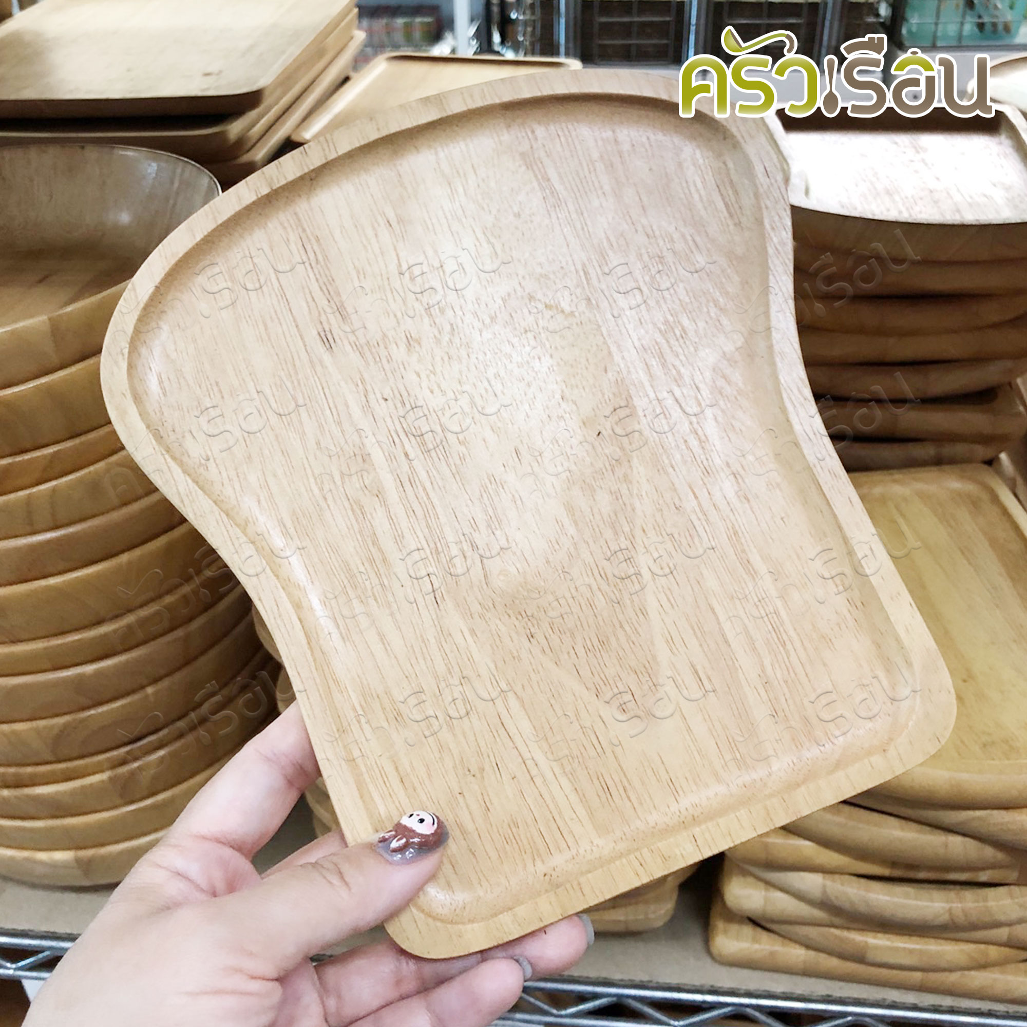 CMG ถาดไม้ รูปขนมปัง 6 x 8 นิ้ว จานไม้ ทรงขนมปังหัวกะโหลก