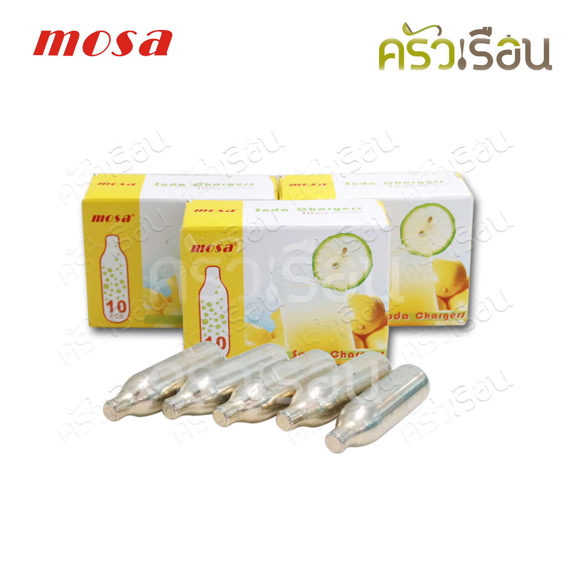 MOSA Soda Siphon Stainless เครื่องทำน้ำโซดาแบบหัวฉีด ขนาด 1 ลิตร พร้อมก๊าซสำหรับทำน้ำโซดา CO2 3 กล่อง กระบอกทำน้ำโซดาไซฟอน สแตนเลส ขวดทำน้ำโซดา