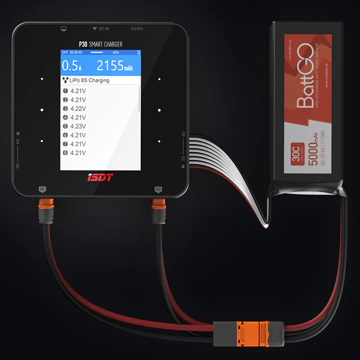 ISDT P10 P30 1000W x 2/30A x 2 Dual Channel Bluetooth Lipo Battery Charger DC 250W เครื่องชาร์จเร็ว 2 ช่อง 1-6S