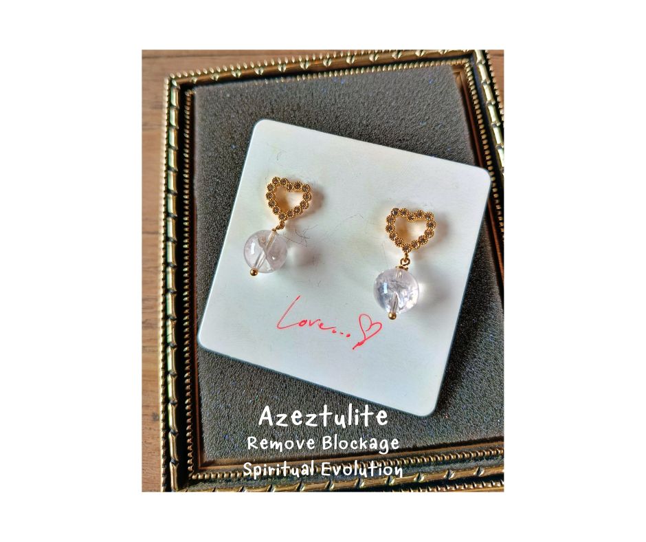 ต่างหู "14K" Azeztulite Earring (ปลดออกปมนานับประการในใจ สมดุลย์พลังงาน)