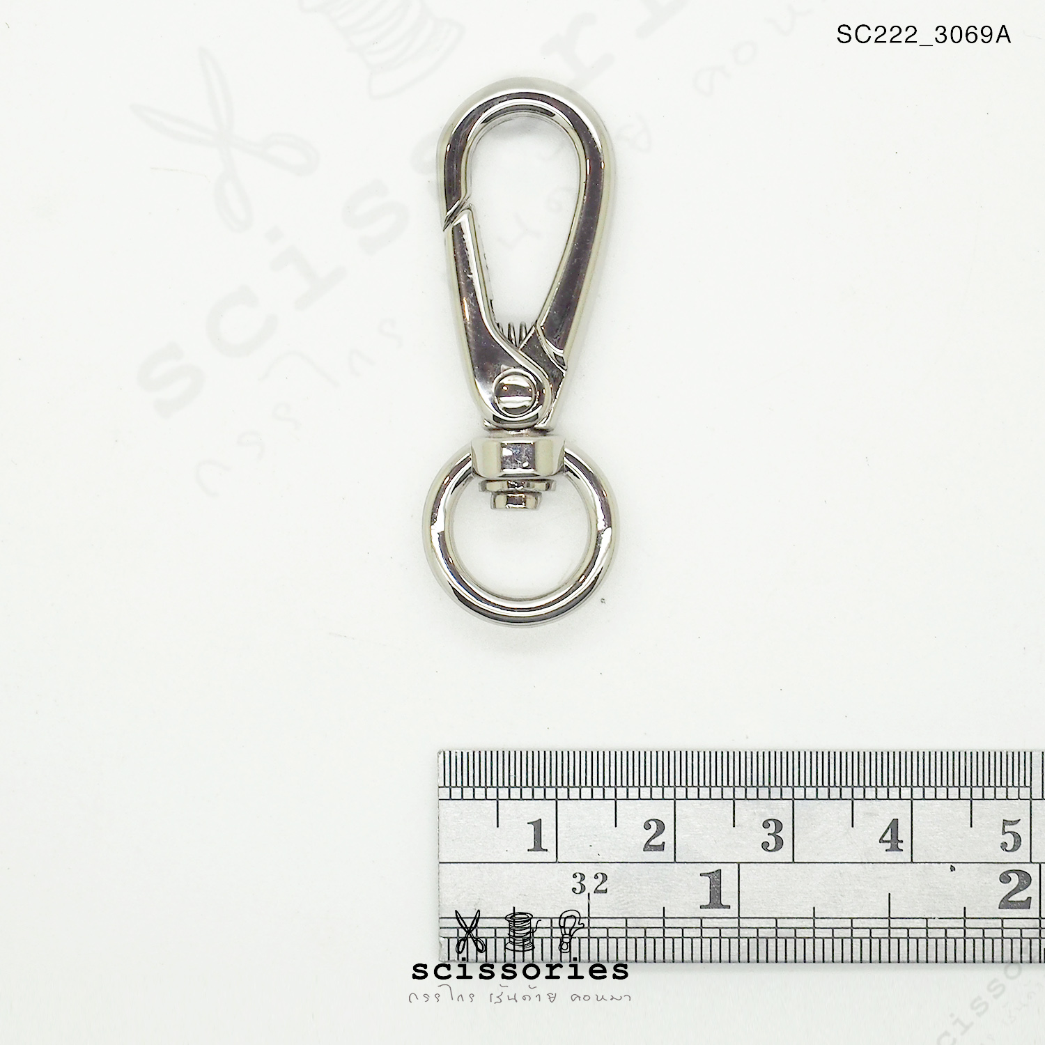 คอหมาเกี่ยว สีเงิน 2 ตัว ห่วงวงใน 1.10 cm.