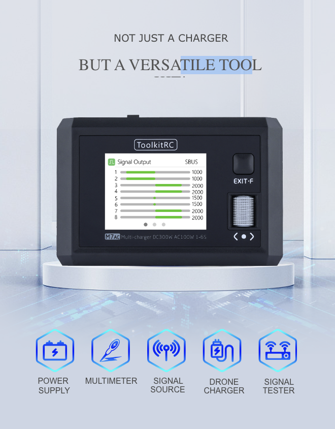 ToolKitRC M7AC M7 AC 200W 15A 2-6S DC Smart Charger with XT60 & XT30 Plug เครื่องชาร์จแบตเตอรี่ LiPo LiHV LiFe Lion