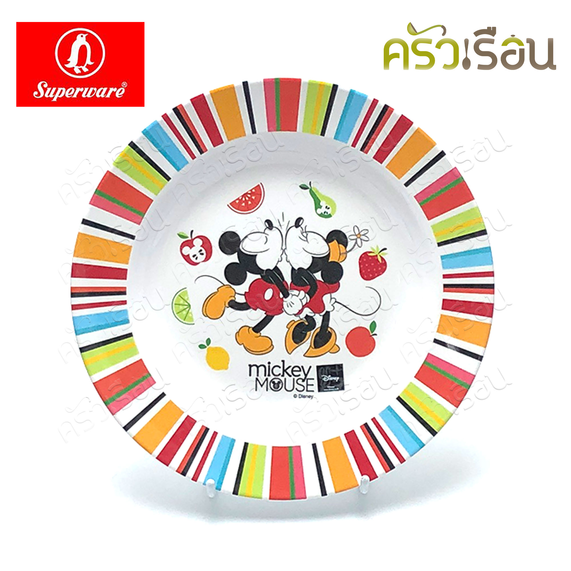 Superware ลาย Mickey Summer Fun มิกกี้ ซัมเมอร์ฟัน [ ราคาต่อชิ้น ] จาน หรือ ชาม หรือ ช้อนส้อม หรือ แก้วน้ำ เมลามีน
