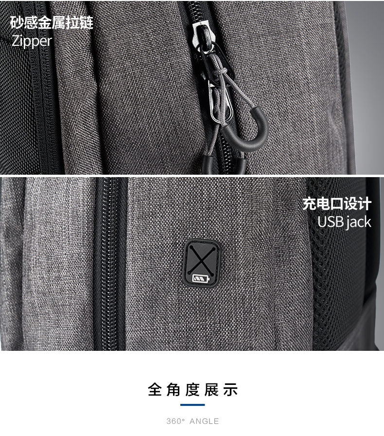 AspenSport Backpack Laptop กระเป๋าสะพายหลัง กระเป๋าโน๊ตบุ๊ค 14-16 นิ้ว กระเป๋าเดินทาง รุ่น AS-B80 ขนาด สีเทา-ดำ
