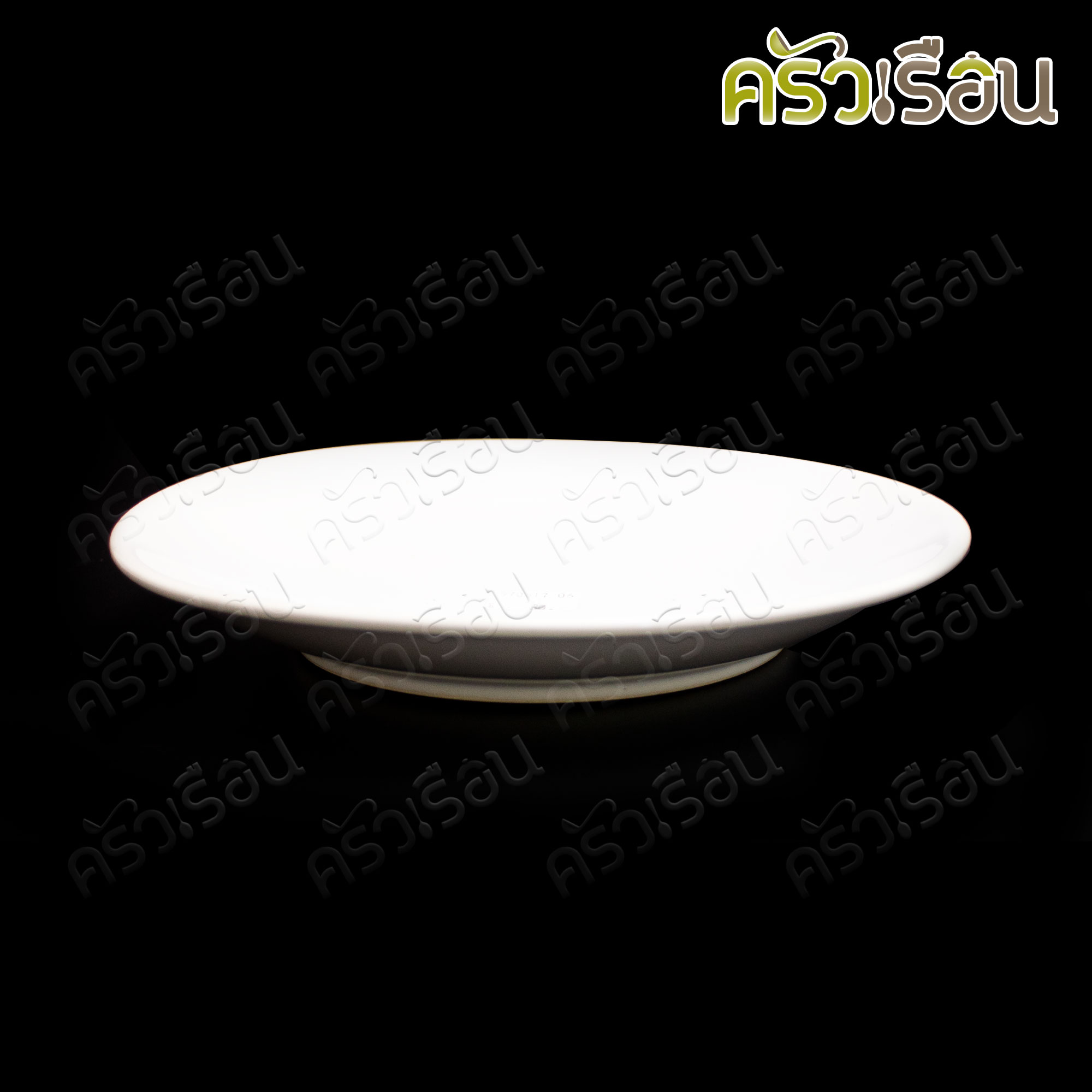 CCR จานเซรามิค สีขาว ทรงกลม ใบบัว ตื้น 8 นิ้ว เข้าเวฟได้