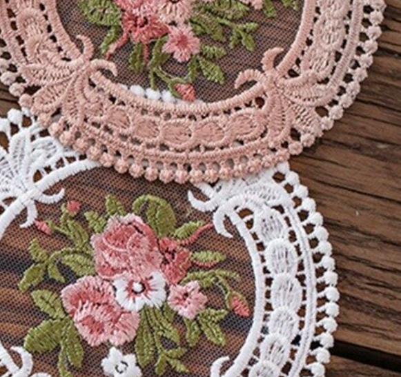 Set ผ้ารองแก้ววินเทจ สไตล์ลูกไม้ฝรั่งเศส ชุด 4 ชิ้น