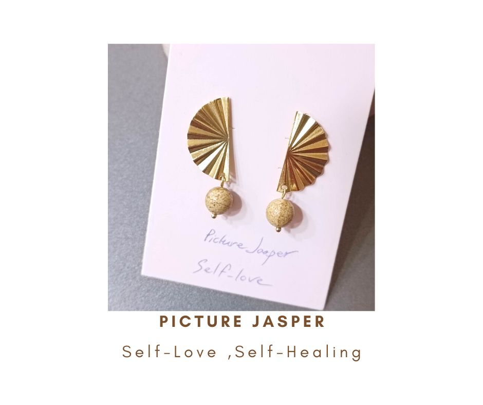 ต่างหู "Summer" Picture Jasper Earring (Self-Love , Self-Healing)