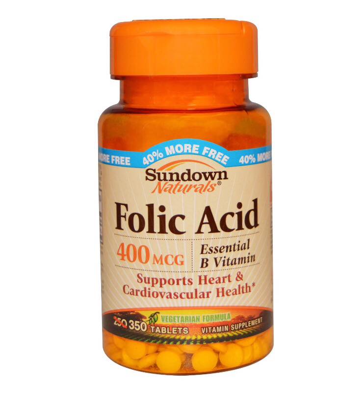Sundown Natural, Folic acid 400 mcg. 350 tablets.