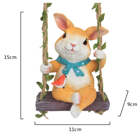 ตุ๊กตากระต่ายน้อยแต่งสวน นั่งชิงช้าเพลิดเพลิน