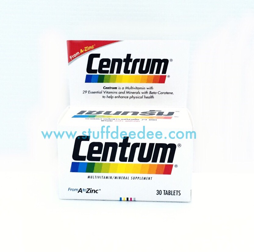 วิตามินและเกลือแร่รวมที่จำเป็น 29 ชนิด Centrum เซนทรัม พร้อมเบต้า-แคโรทีน From A-Zinc บรรจุ 30 เม็ด