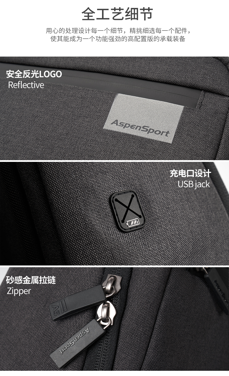 AspenSport Backpack Laptop กระเป๋าสะพายหลัง กระเป๋าโน๊ตบุ๊ค 14-16 นิ้ว กระเป๋าเดินทาง รุ่น AS-B85 ขนาด สีดำ