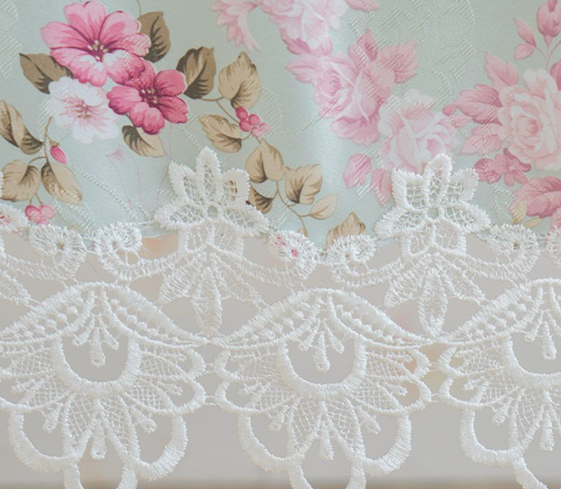 ผ้าปูโต๊ะอาหาร ผ้าปูโต๊ะลายวินเทจ 40x200 cm table runner กุหลาบพาสเทล เขียวอมฟ้า