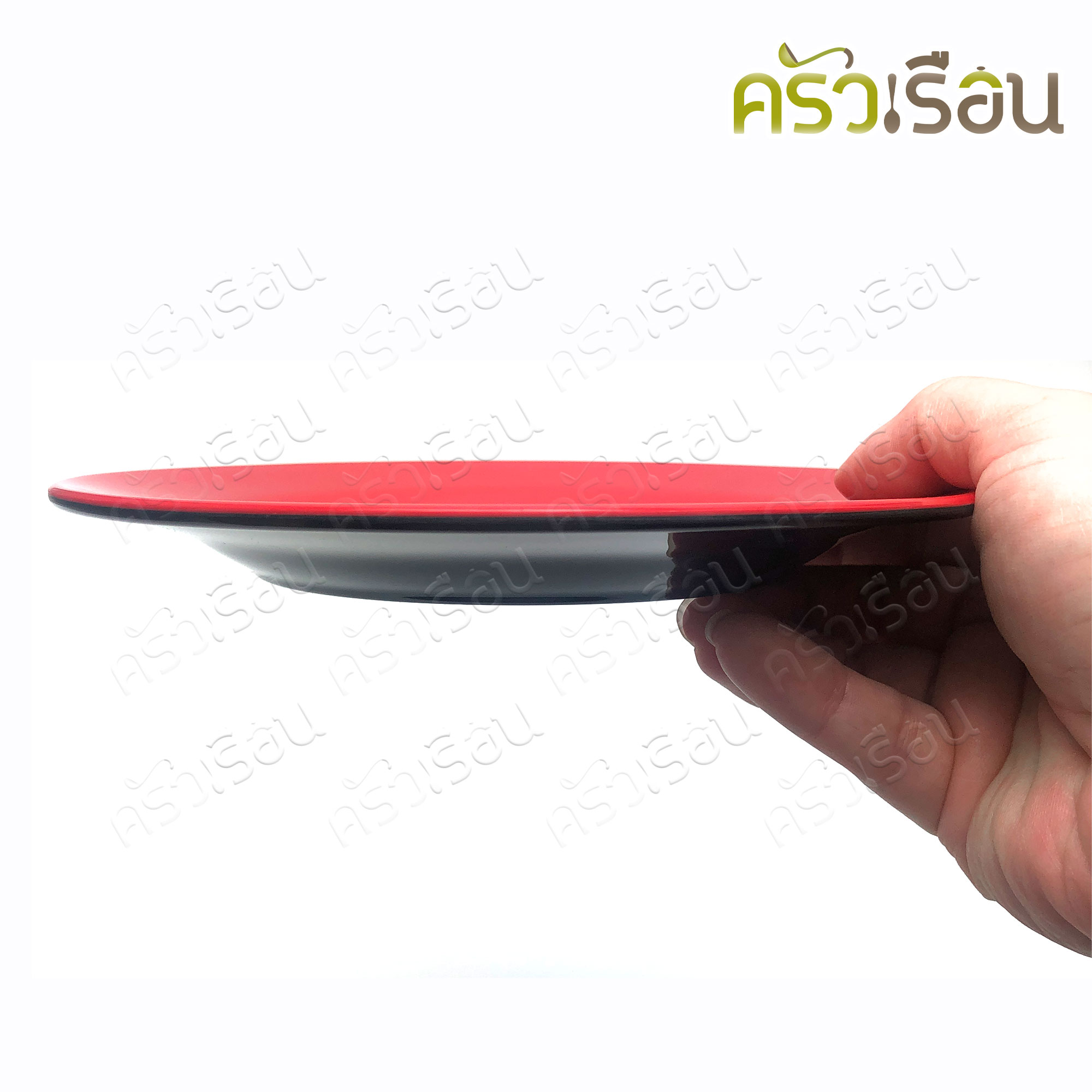 SB [ ราคาต่อชิ้น ] จาน ชาม ช้อนปลายงอ เมลามีน สีดำแดง