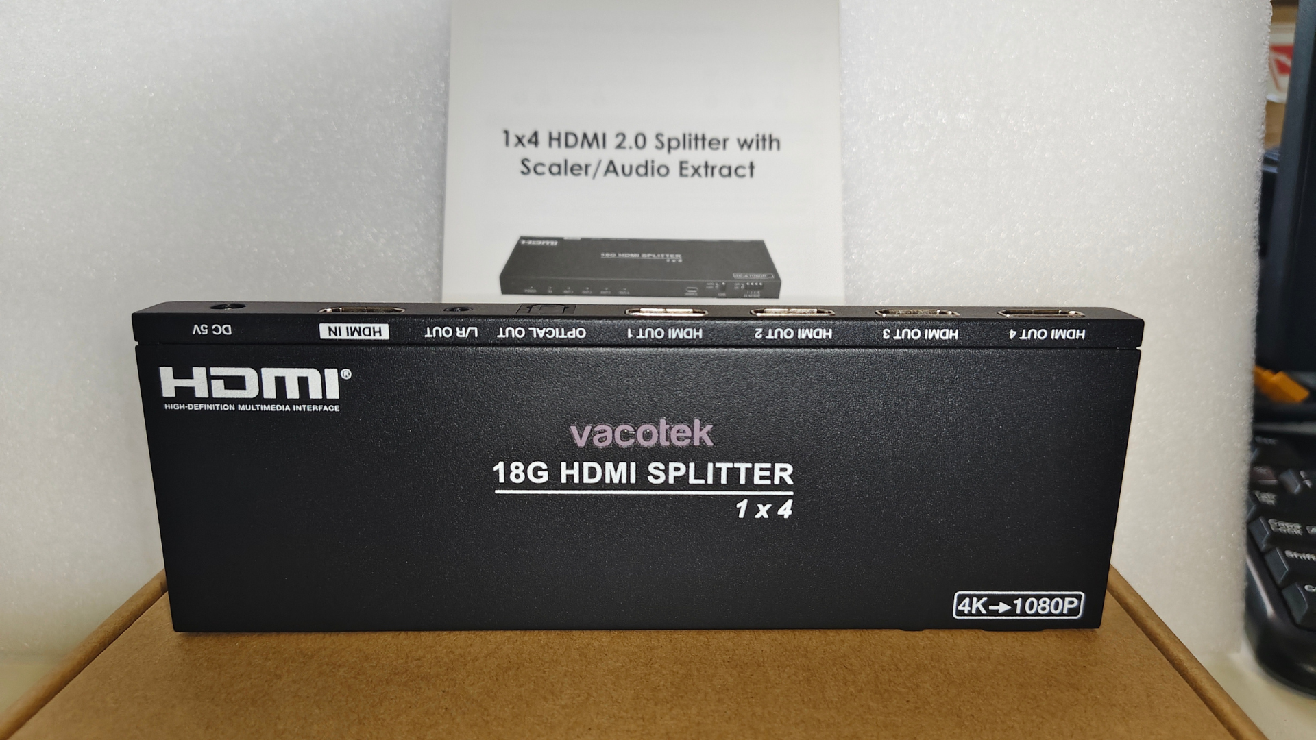 VACOTEK H-SP14SA 1x4 HDMI Splitter 18Gbps Scaler Audio Extract