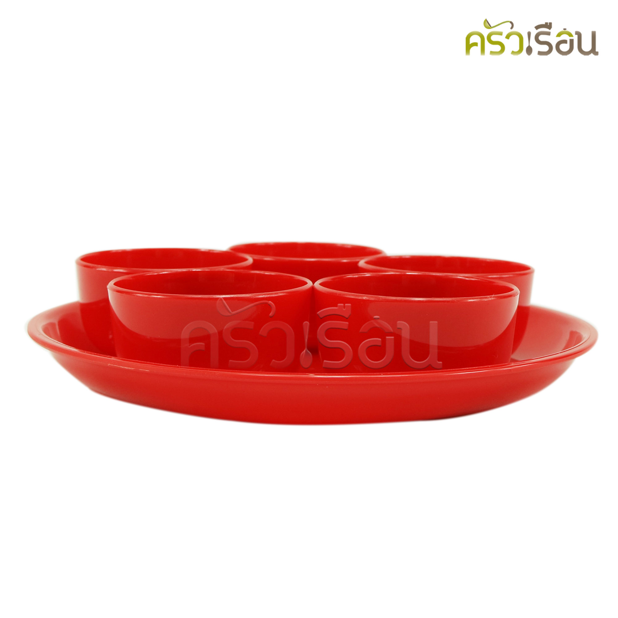 Nam Ngai Hong ถ้วยชาพร้อมถาดกลม พลาสติก 15 x 3 ซม. สีแดงไม่พิมพ์ 433/11