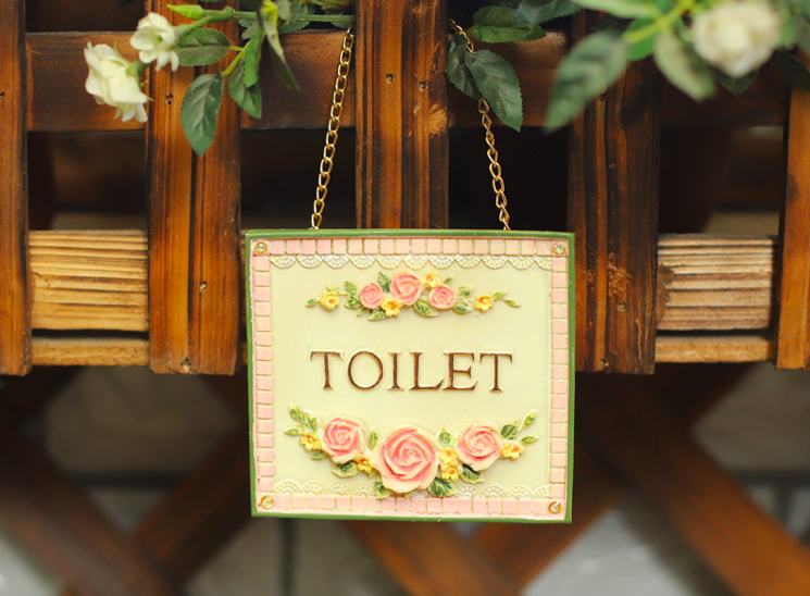 ป้าย Toilet ป้ายห้องน้ำลายกุหลาบแสนหวาน