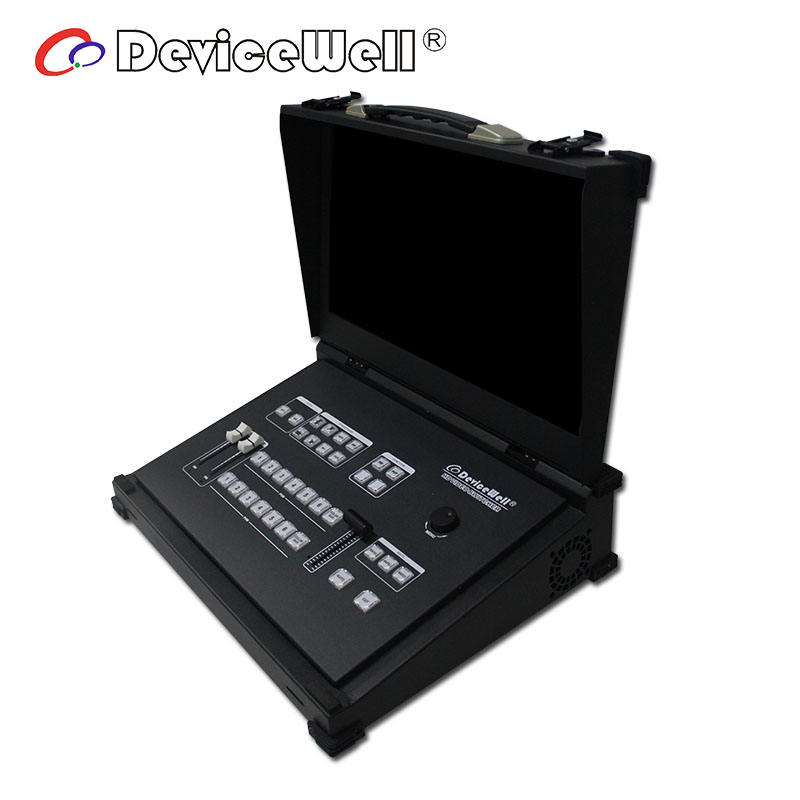 DeviceWell HDS9106: เครื่องสลับสัญญาณวิดีโอ Full HD 6 ช่อง (4x SDI, 2x HDMI) แบบ All-in-One พร้อมจอภาพ 15.6 นิ้ว, T-Bar และฟังก์ชัน Keying สำหรับงาน Broadcast และ Live Production